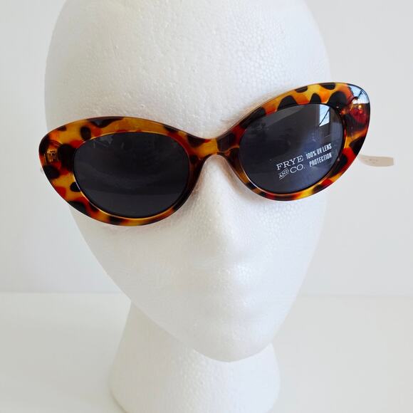 Frye Oversized Cat Eye Tortoise Shell Print Sunglasses Brown Black 100% UV lens - Picture 2 of 10